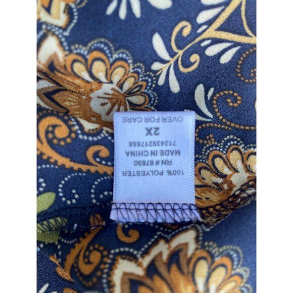 Plus Size 2X Paisley Print Blouse 3/4 Sleeve V-Neck Valerie Stevens Womens Flora - Picture 6 of 9